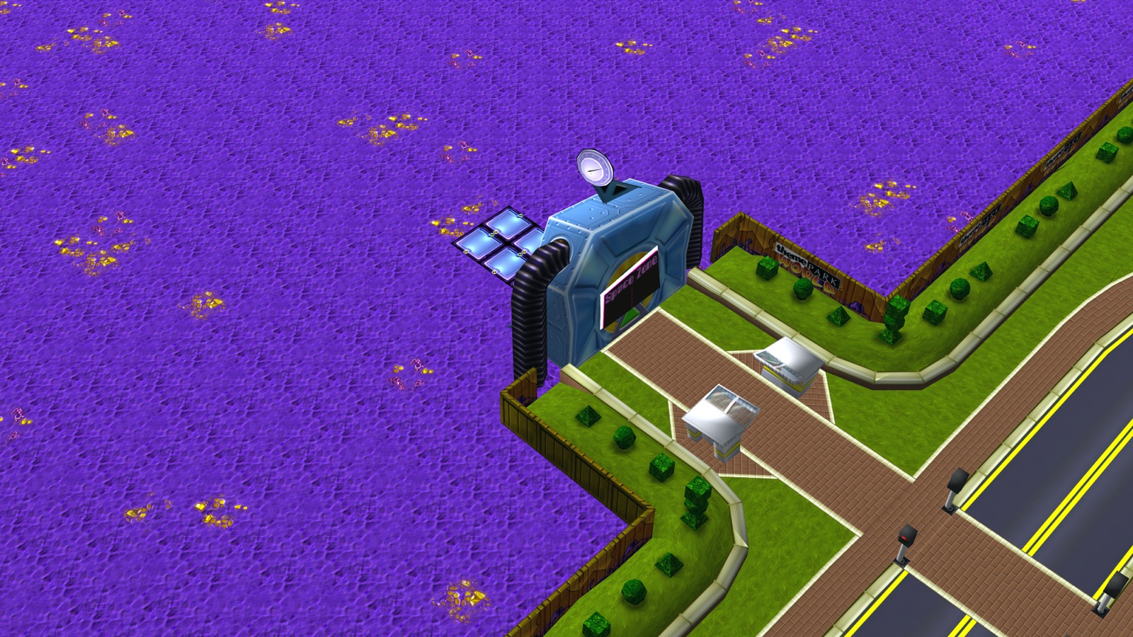 The Space Zone entrance on purple alien ground